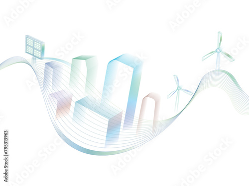 Curve Wavy Line A015_city on lowland with ECO element shows the environmental protection vector illustration graphic EPS 10