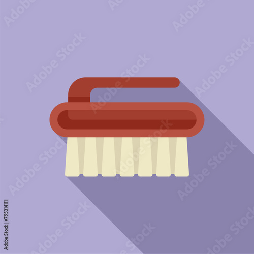 Cleaning handle brush icon flat vector. Domestic service. Plastic tool