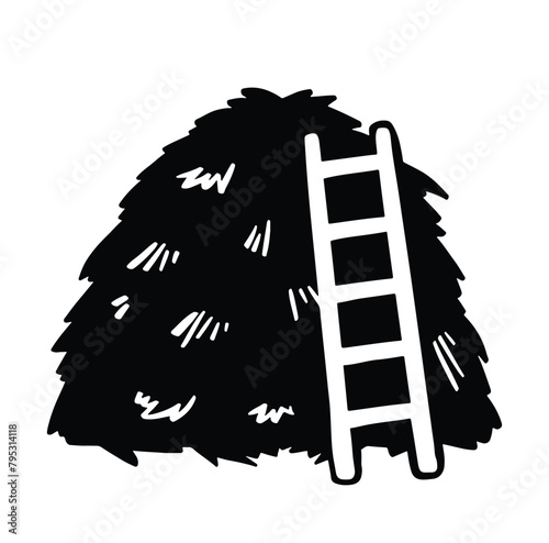 haystack with ladder silhouette symbol. vector i