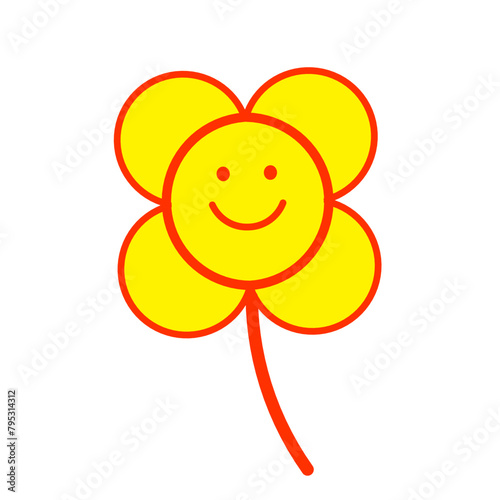 Smiling yellow flower, good vibes illustration 