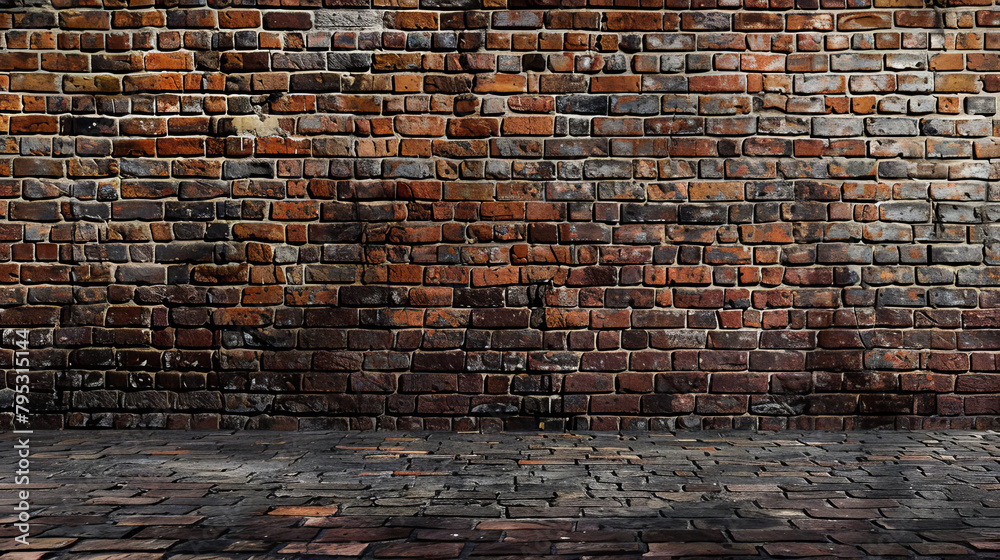 brick wall with a large piece of art, in a modern and artistic setting, copyspace brick wall with a large piece of art, in a modern and artistic setting, copyspace
