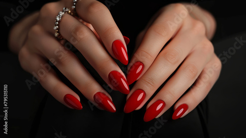 Woman paints red nails