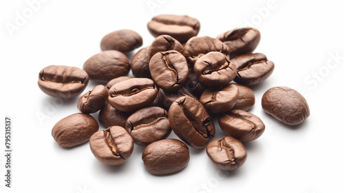 elegant composition showcasing aromatic coffee beans arranged artistically against a clean white backdrop  emphasizing their enticing scent and inviting appeal 