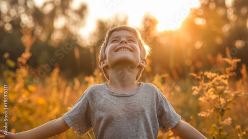 A boy is happy photo