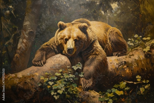 Bear wildlife painting animal. photo
