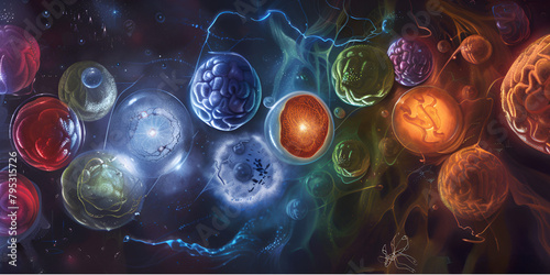 Cellular Symphony: Visualizing the Dynamic Stages of the Cell Cycle in Digital Art photo