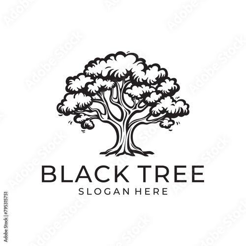Black tree, foundation and non profit logo vector illustration