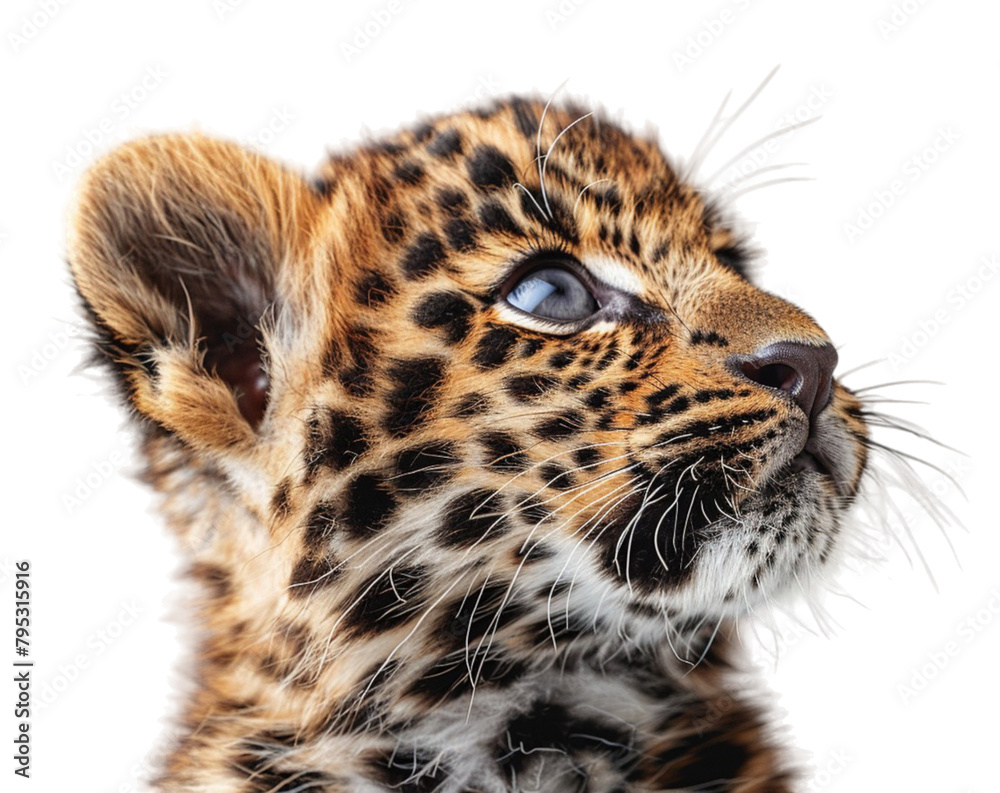 Obraz premium close up portrait of a leopard with a transparent background, generated ai