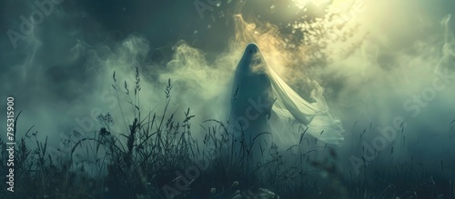 Spectral Apparition in a Haunted Nighttime Mist