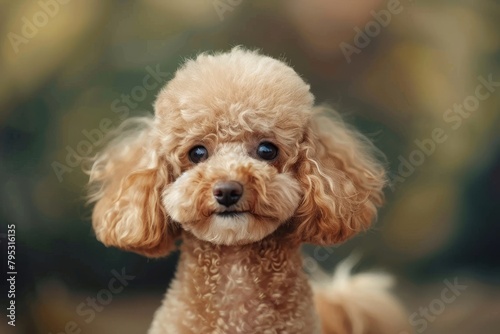Adorable Poodle with stylish haircut and elegant demeanor, perfect for sophisticated and chic designs © Cloudyew