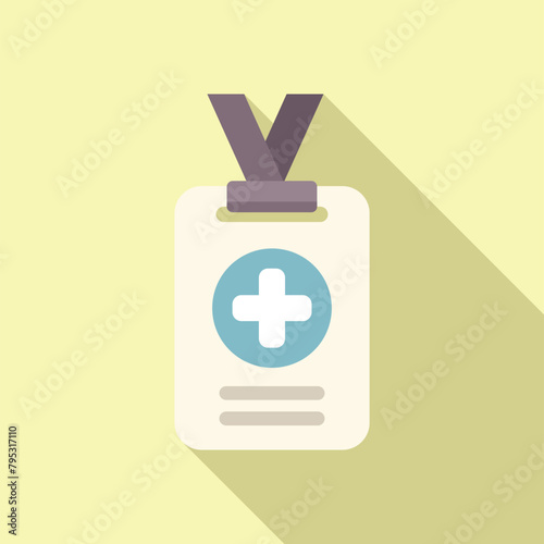 Medical id card icon flat vector. Personal identity. Label staff