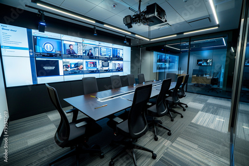 A conference room featuring AI-driven noise cancellation technology, ensuring crystal-clear audio during meetings.