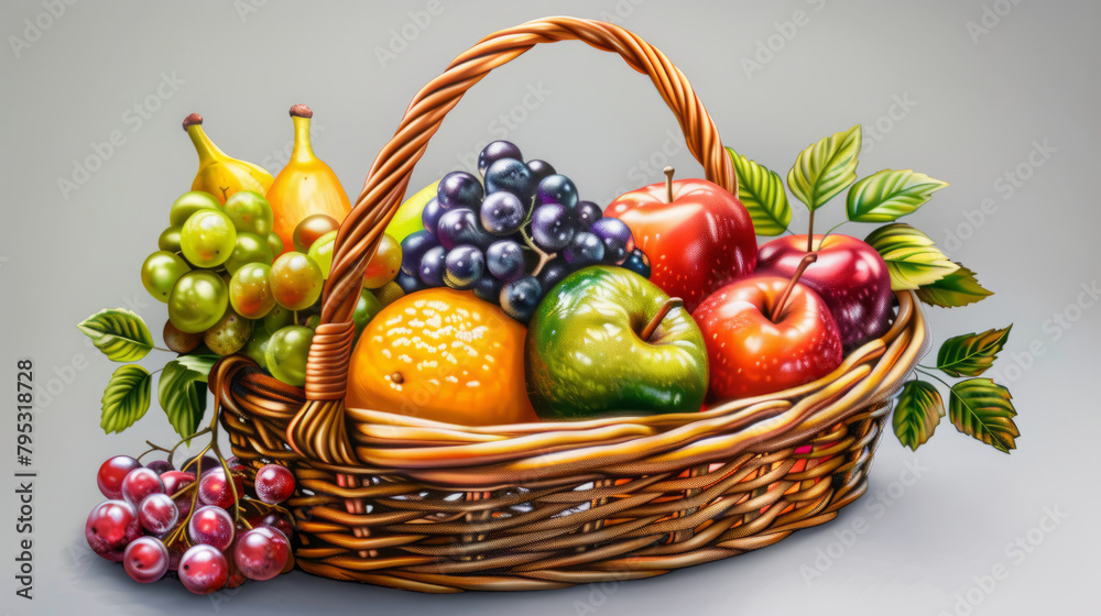 The fruit is in the basket The fruit is in the basket