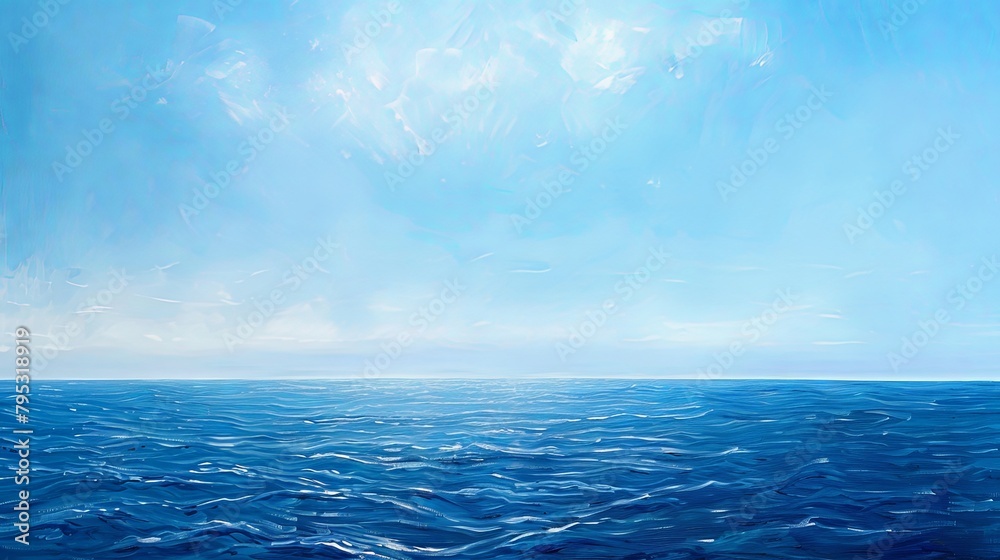 Obraz premium A breathtaking seascape with a wide expanse of deep blue waters under a clear sky, conveying the sense of freedom and boundlessness found in the vast ocean.