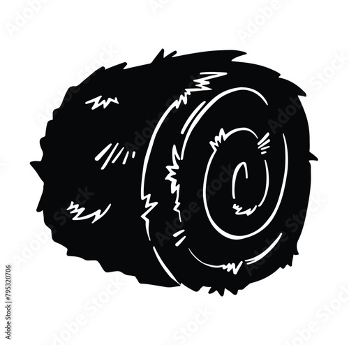 Baled hay silhouette symbol. vector
