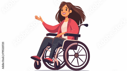 Mulher de cadeiras de rodas no fundo branco - Ilustração photo