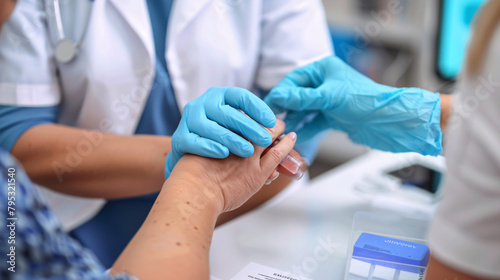 Doctor making allergy skin test on patients hand 