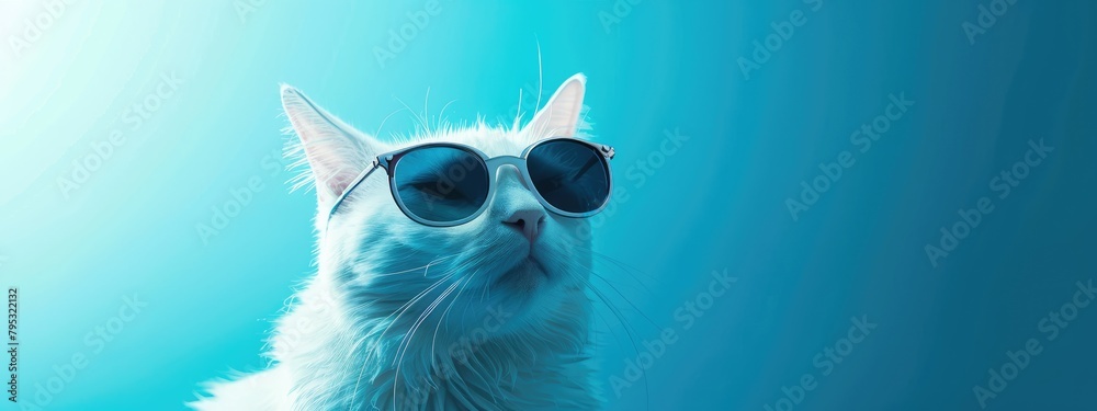 Adorable feline adorned with spectacles striking a pose for a portrait. Adorable feline adorned with spectacles striking a pose for a portrait.