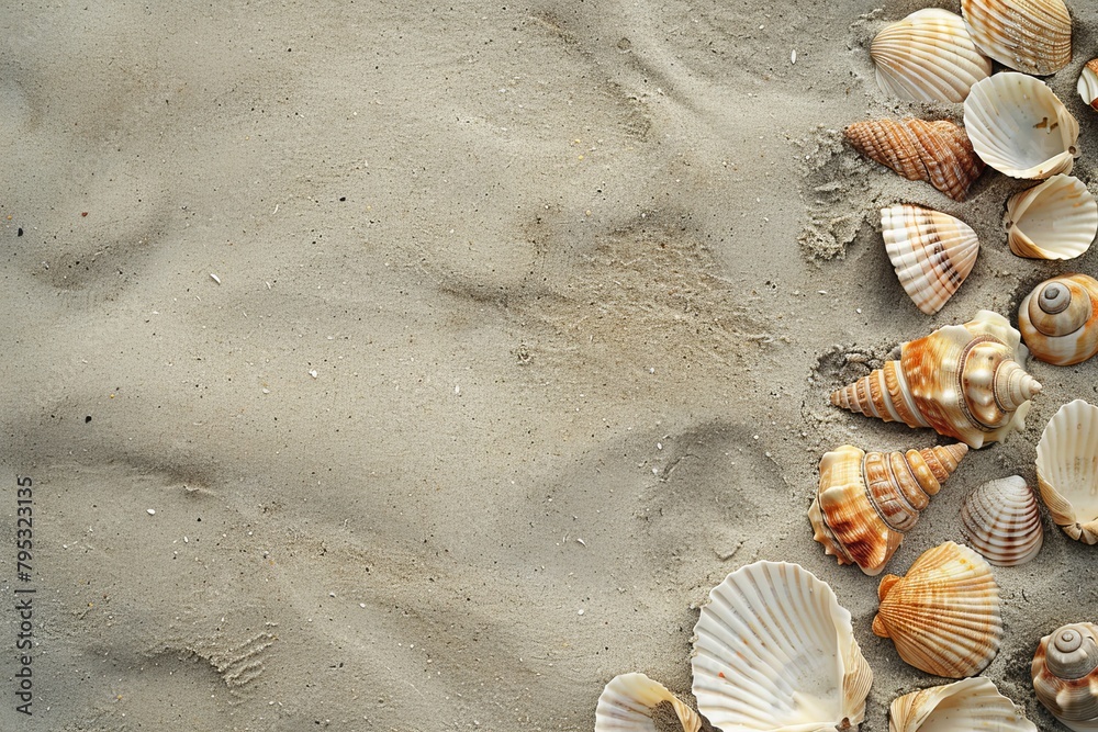 background of sand with shells . marine theme. a place for text, advertising background of sand with shells . marine theme. a place for text, advertising