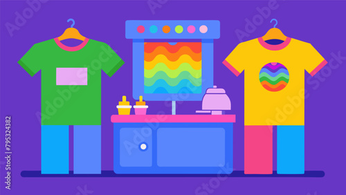 A DIY station where guests can create their own tiedye tshirts using all the colors of the rainbow.