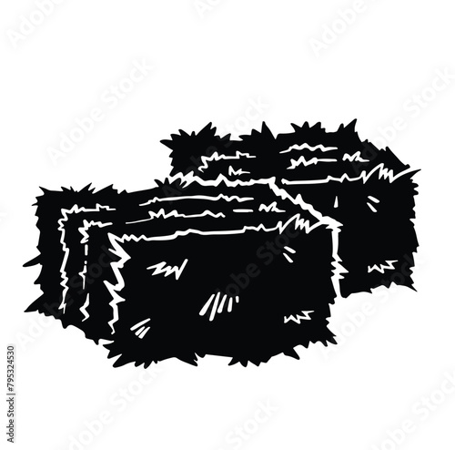 Bales of hay silhouette symbol. vector