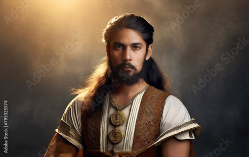 An Anglo-Saxon nobleman or king in traditional attire. photo