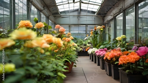 greenhouse with flowers photo