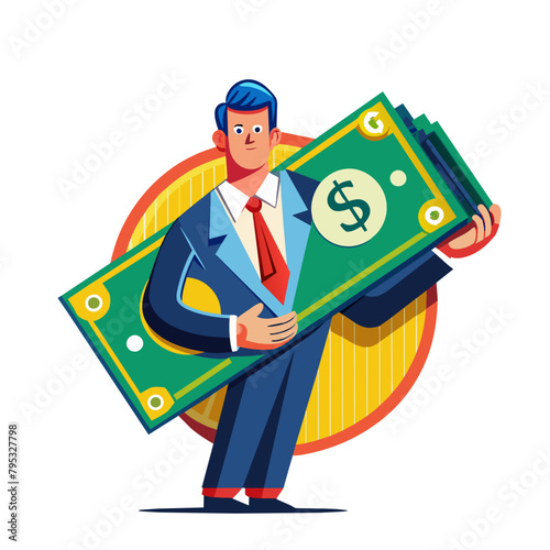 businessman with dollar money for payment business closeup on white