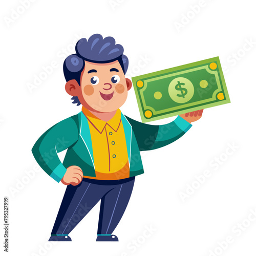 businessman with dollar money for payment business closeup on white