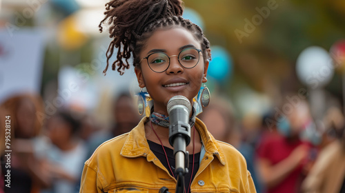 An individual speaking out against injustice or oppression, risking their safety and livelihood to stand up for what is right, exemplifying bravery in the face of adversity. photo