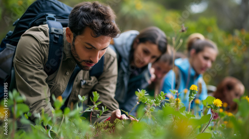 Ecologists and environmental scientists studying ecosystems and wildlife habitats, discovering new species and understanding the impacts of human activity on the natural world. photo