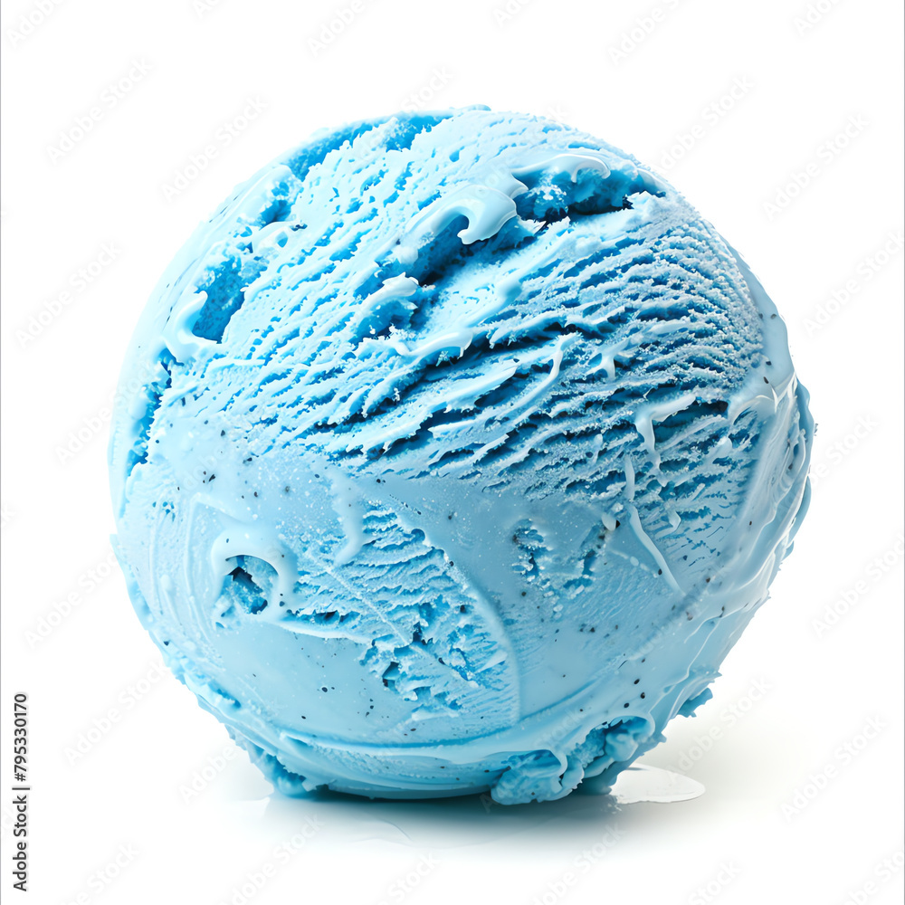 Single Scoop of Blue Ice Cream Against White Background Single Scoop of Blue Ice Cream Against White Background