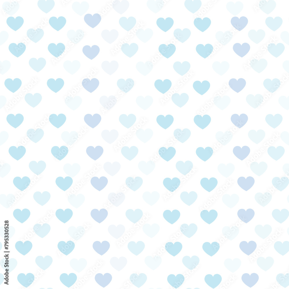 Pattern with light blue hearts. Pattern for children textile, backgrounds. Illustration for cute background with hearts. Vector.