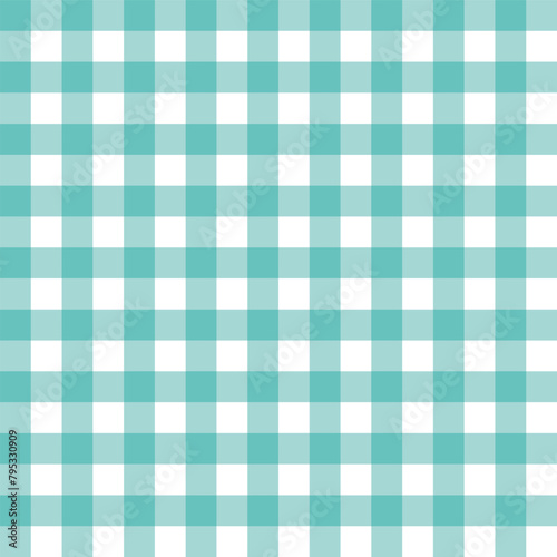 Teal and White Gingham a geometric pattern print background