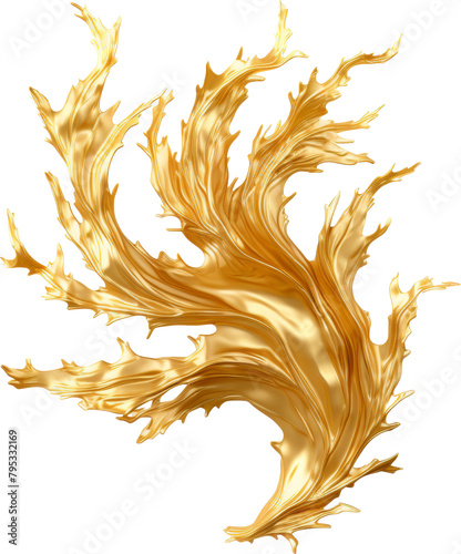 golden seaweed,seaweed made of gold isolated on white or transparent background,transparency photo