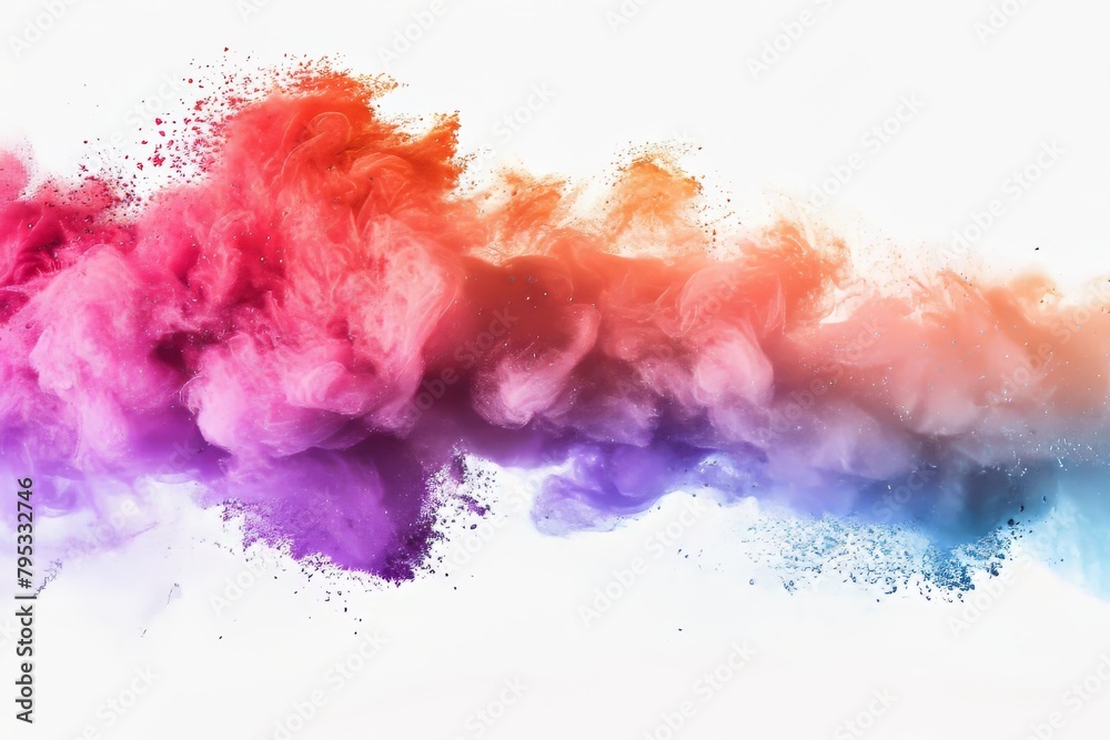 Chalk powder cloud on a soft transparent white backdrop, ideal for artistic expressions