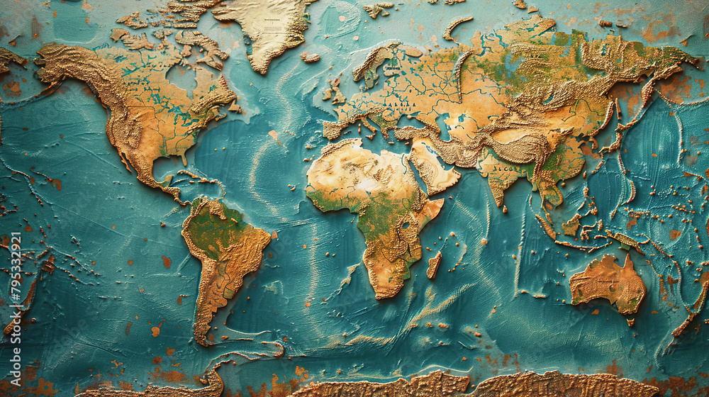 Fototapeta premium Globe or world map that can see many countries in which position they are With a background that has cutting-edge technology.