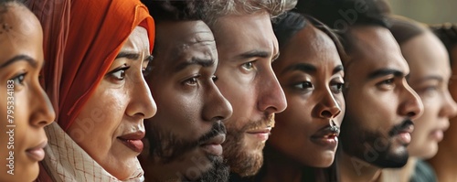 Illustrate the beauty of multiculturalism and inclusivity with images depicting a diverse group of people from different ethnicities and backgrounds, celebrating unity and diversity. photo