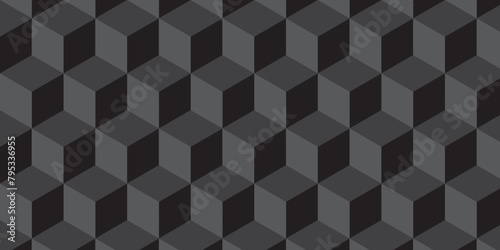 Wall and grid rectangular Minimal geometric rectangle technology black and gray background from cube wallpaper. Geometric seamless pattern cube. Cubes mosaic shape vector design.