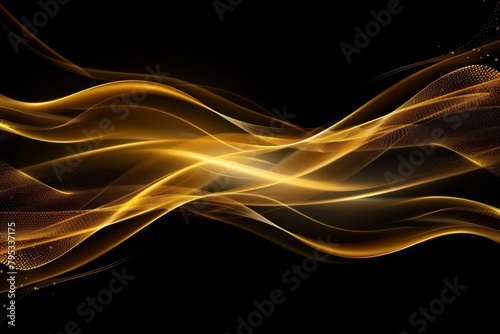 elegant golden flowing waves against a contrasting black background abstract luxury illustration