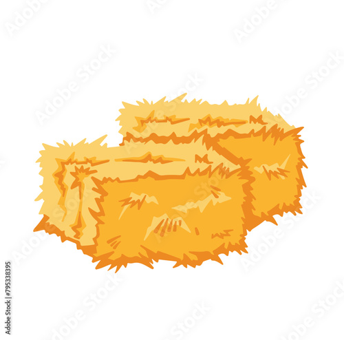 Compressed bales with hay color symbol. vector