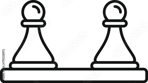 Pawn pieces on board icon outline vector. Chess game. Play figure