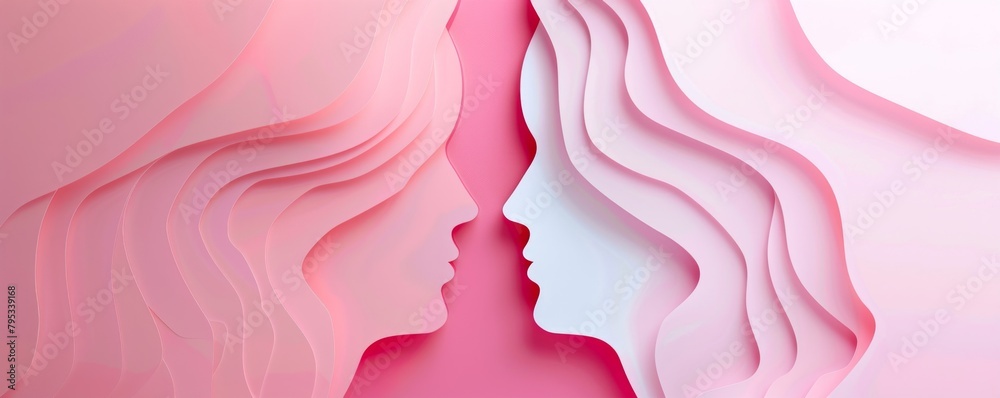Pink paper art symbolizing empathy and love in psychology. - obrazy, fototapety, plakaty 