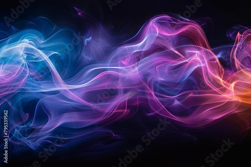ethereal abstract smoke swirls isolated on black background colorful cloud