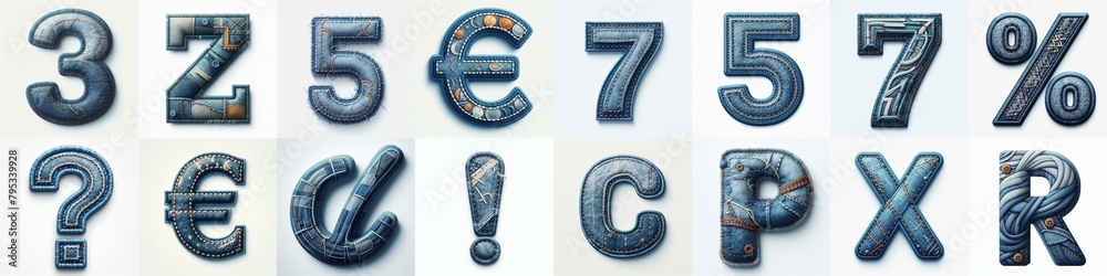 Denim lettering. AI generated illustration Denim lettering. AI generated illustration