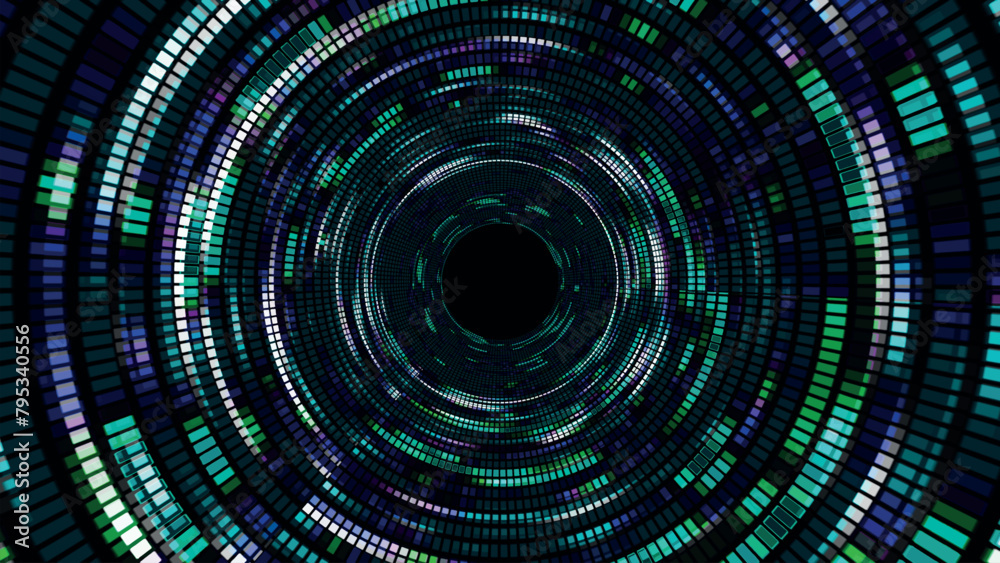 Abstract digital background. Big data visualization. Circular rotations of a fantastic circle of colorful particles, beautiful colored spiral, elegant particles background. 3D vector illustration. Abstract digital background. Big data visualization. Circular rotations of a fantastic circle of colorful particles, beautiful colored spiral, elegant particles background. 3D vector illustration.