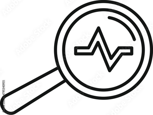Magnifier heart rate icon outline vector. Health care. Medical protection