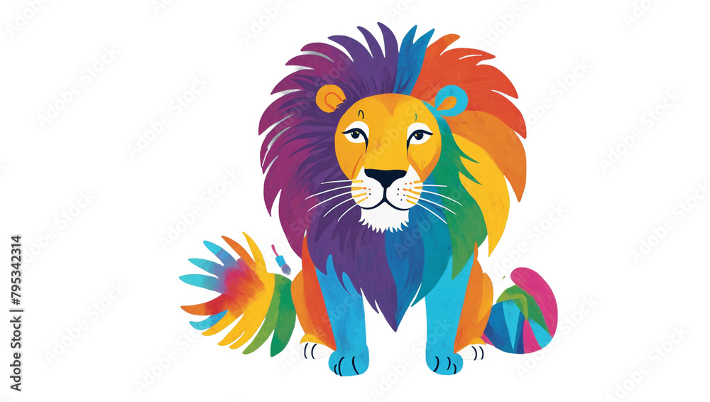 This artistic rendition of a lion showcases a majestic creature with a mane exploding in a kaleidoscope of colors This artistic rendition of a lion showcases a majestic creature with a mane exploding in a kaleidoscope of colors