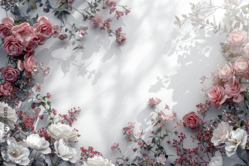 Elegant floral decor on a transparent white canvas, perfect for botanical-themed compositions Elegant floral decor on a transparent white canvas, perfect for botanical-themed compositions