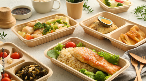 Healthy food in Eco-Friendly Disposable Extra Strong Microwavable Bamboo Fibre Food Containers
